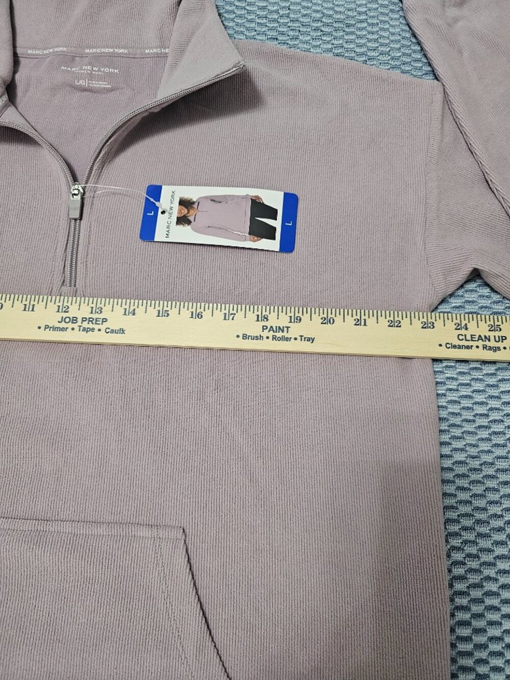 NWT Marc New York Women’s Ribbed 1/4-Zip Pullover Sweatshirt Lavander Size L - Picture 5 of 6